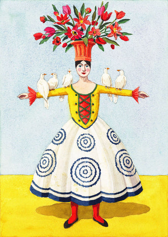 Flower Lady with Doves