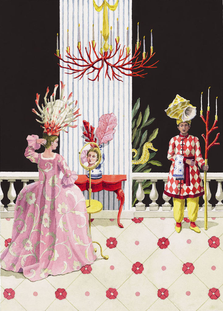 giclee print by Harrison Howard personified shell lady looking in mirror