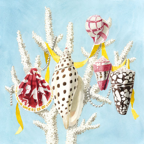 giclee print by Harrison Howard Shells, coral, ribbons, & pearls