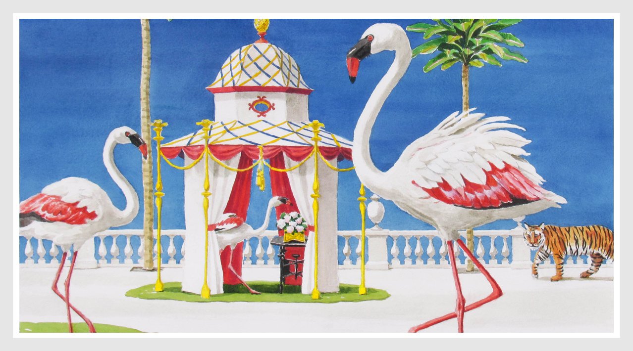 giclee print by Harrison Howard two pigeons with tulips
