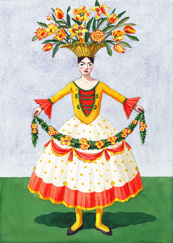 Flower Lady with Garland